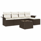 Gartensofa-set mit Kissen mit Speicher 6 pcs Braun Poly-Rattan