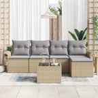 Gartensofa-set mit Kissen mit Speicher 6 pcs Beige Poly-Rattan