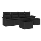Gartensofa-set mit Kissen 6 pcs Schwarz Poly-Rattan