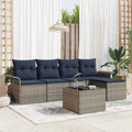 Gartensofa-set mit Speicher 6 pcs Grau Poly-Rattan