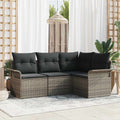 Gartensofa-set mit Speicher 4 pcs Grau Poly-Rattan