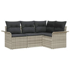 Gartensofa-set mit Speicher 4 pcs Hellgrau Poly-Rattan