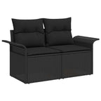 Gartensofa-set mit Speicher 4 pcs Schwarz Poly-Rattan