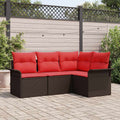 Gartensofa-set mit Speicher 4 pcs Braun Poly-Rattan