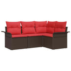 Gartensofa-set mit Speicher 4 pcs Braun Poly-Rattan