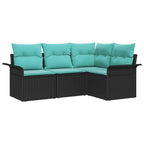 Gartensofa-set mit Speicher 4 pcs Schwarz Poly-Rattan