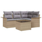 Gartensofa-set mit Speicher 5 pcs Beige Poly-Rattan