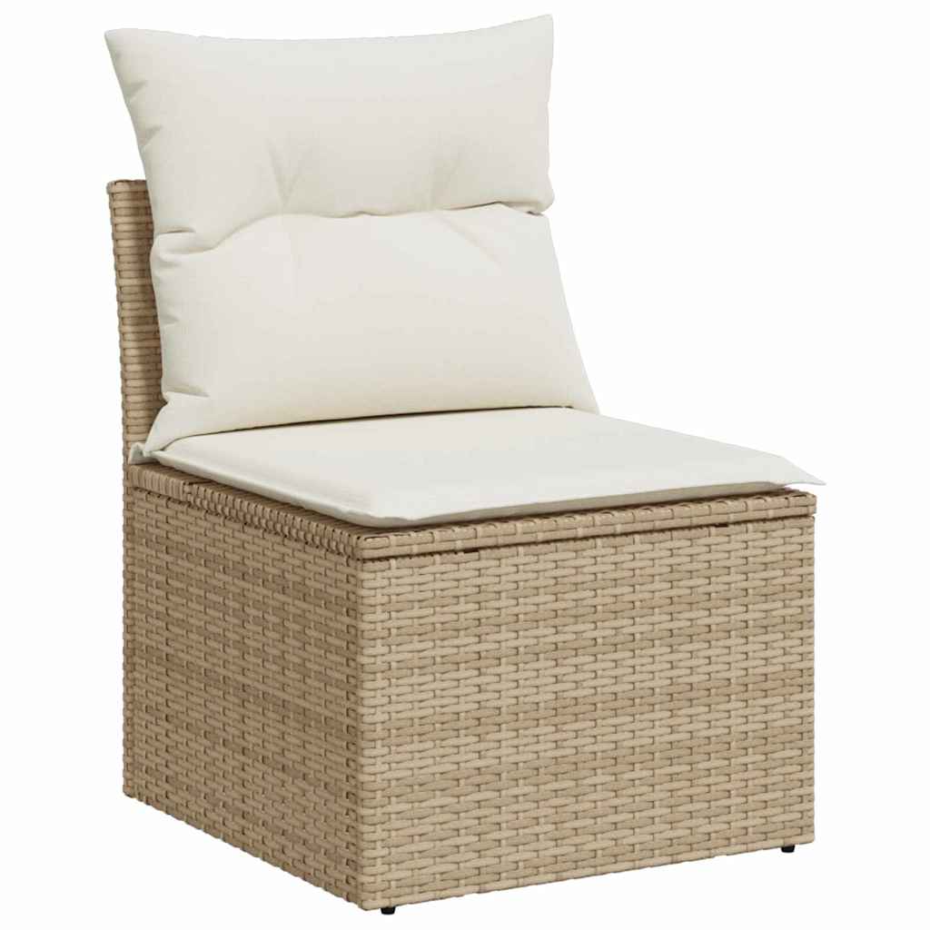 Gartensofa-set mit Speicher 5 pcs Beige Poly-Rattan