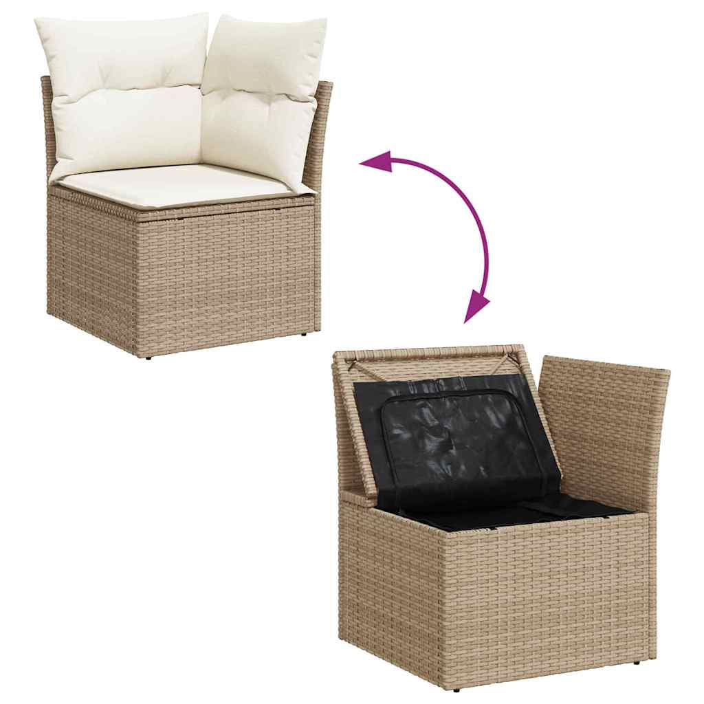 Gartensofa-set mit Speicher 5 pcs Beige Poly-Rattan