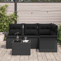 Gartensofa-set mit Speicher 5 pcs Schwarz Poly-Rattan