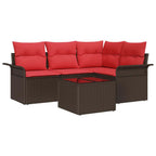 Gartensofa-set mit Speicher 5 pcs Braun Poly-Rattan