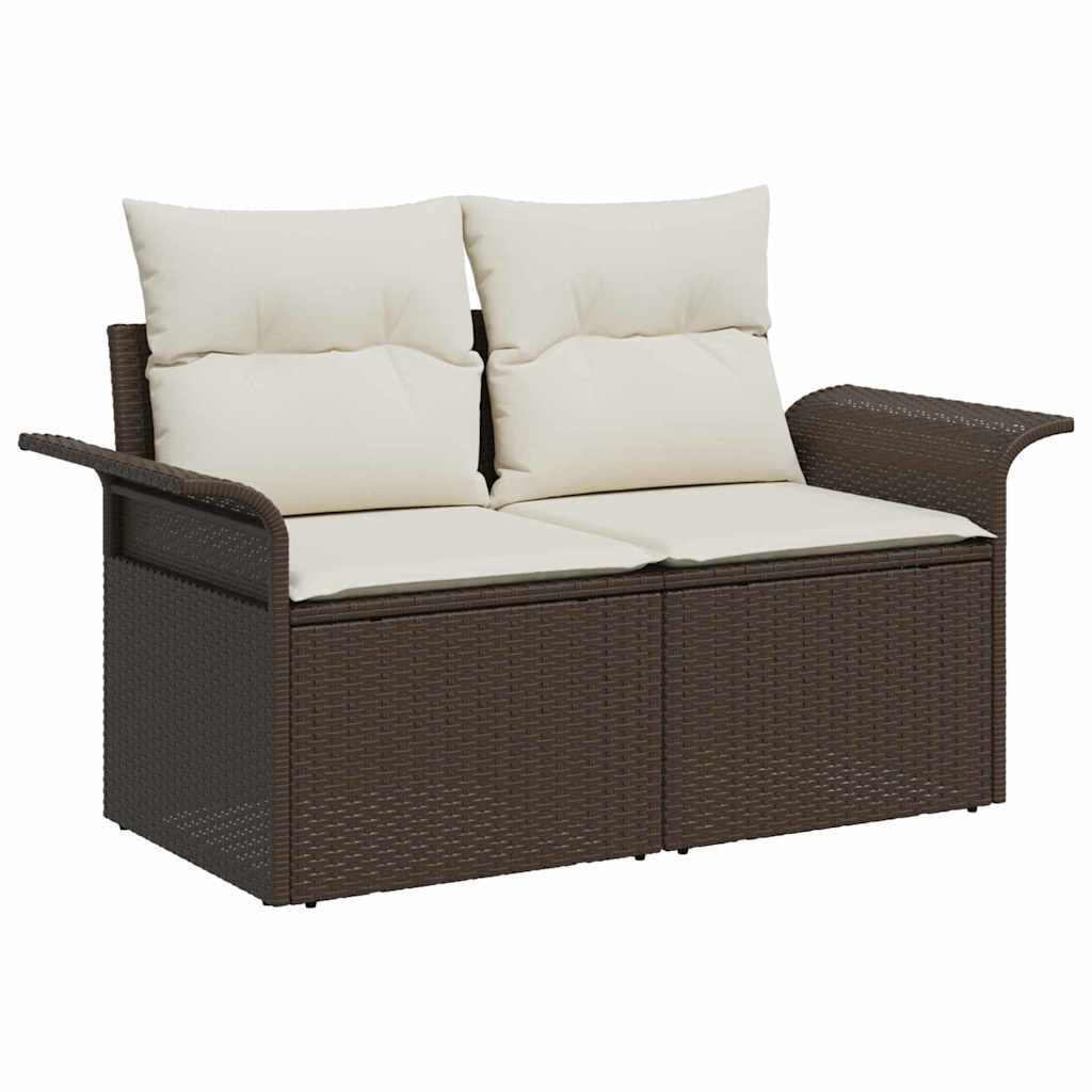 Gartensofa-set mit Speicher 5 pcs Braun Poly-Rattan
