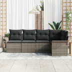 Gartensofa-set mit Speicher 5 pcs Grau Poly-Rattan