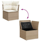Gartensofa-set mit Speicher 5 pcs Beige Poly-Rattan