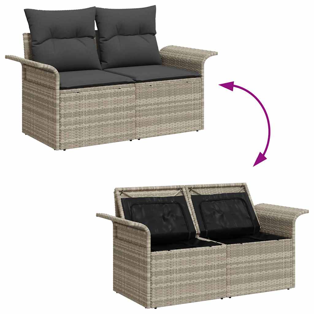 Gartensofa-set mit Speicher 5 pcs Hellgrau Poly-Rattan