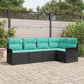 Gartensofa-set mit Speicher 5 pcs Schwarz Poly-Rattan