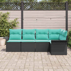 Gartensofa-set mit Speicher 5 pcs Schwarz Poly-Rattan