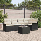 Garten-Sofa-Set mit Kissen 6 pcs Schwarz Poly Rattan