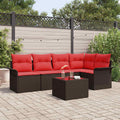 Gartensofa-set mit Speicher 6 pcs Braun Poly-Rattan