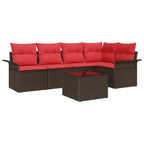 Gartensofa-set mit Speicher 6 pcs Braun Poly-Rattan