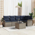 Gartensofa-set mit Speicher 6 pcs Grau Poly-Rattan