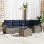 Gartensofa-set mit Speicher 6 pcs Grau Poly-Rattan