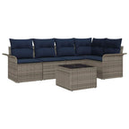 Gartensofa-set mit Speicher 6 pcs Grau Poly-Rattan