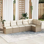 Garten-Sofa-Set mit Kissen mit Speicher 6 pcs Beige Poly Rattan