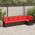 Gartensofa-set mit Speicher 6 pcs Braun Poly-Rattan