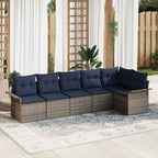 Gartensofa-set mit Speicher 6 pcs Grau Poly-Rattan