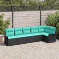 Gartensofa-set mit Speicher 6 pcs Schwarz Poly-Rattan