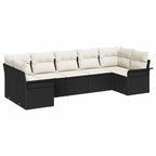 Garten-Sofa-Set mit Speicher 7 pcs Schwarz Poly Rattan