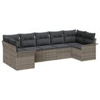 Garten-Sofa-Set mit Kissen mit Speicher 7 pcs Grau Poly Rattan