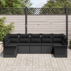 Garten-Sofa-Set mit Speicher 7 pcs Schwarz Poly Rattan