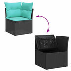 Garten-Sofa-Set mit Speicher 7 pcs Schwarz Poly Rattan