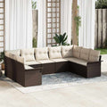 Gartensofa-set mit Speicher 9 pcs Braun Poly-Rattan