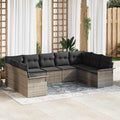 Gartensofa-set mit Speicher 9 pcs Grau Poly-Rattan