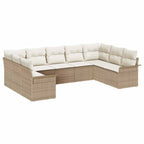Gartensofa-set mit Speicher 9 pcs Beige Poly-Rattan