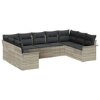 Gartensofa-set mit Speicher 9 pcs Hellgrau Poly-Rattan