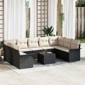 Gartensofa-set mit Speicher 10 pcs Braun Poly-Rattan