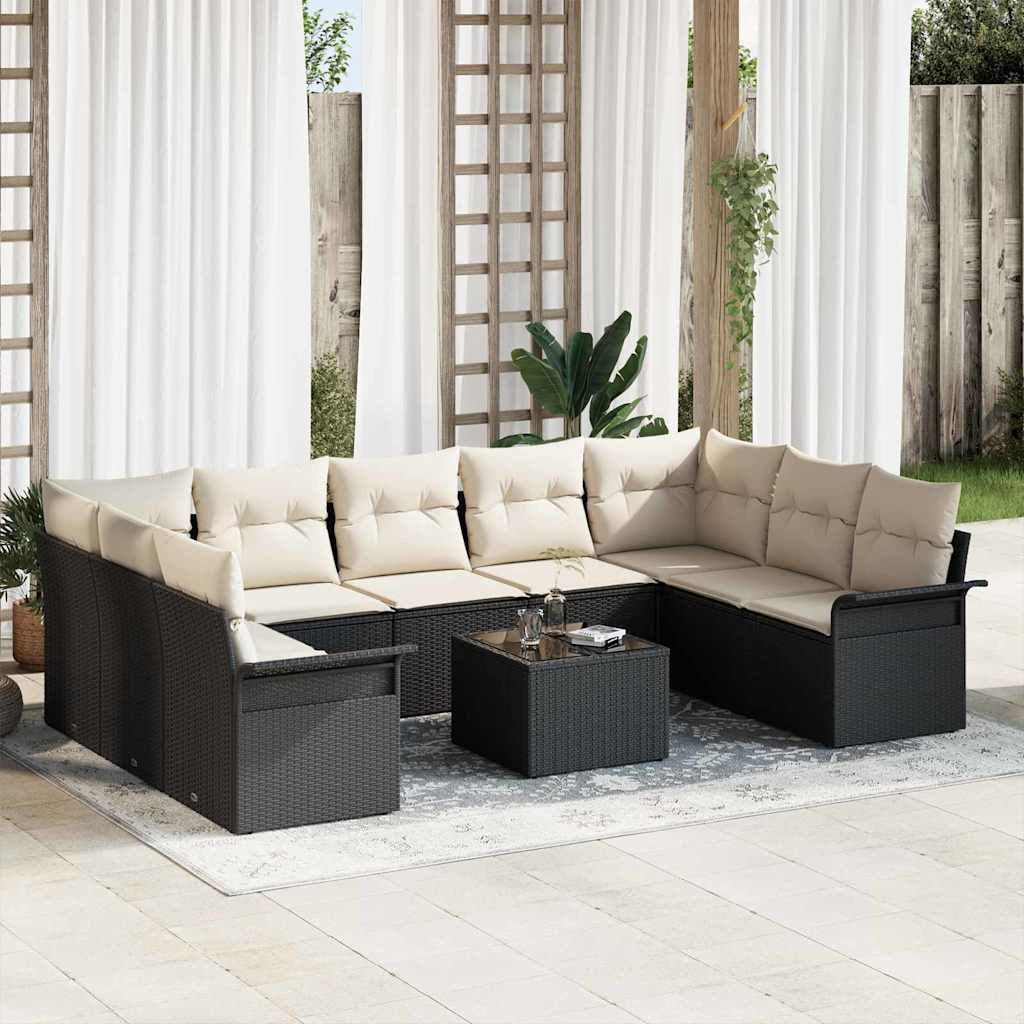 Gartensofa-set mit Speicher 10 pcs Braun Poly-Rattan