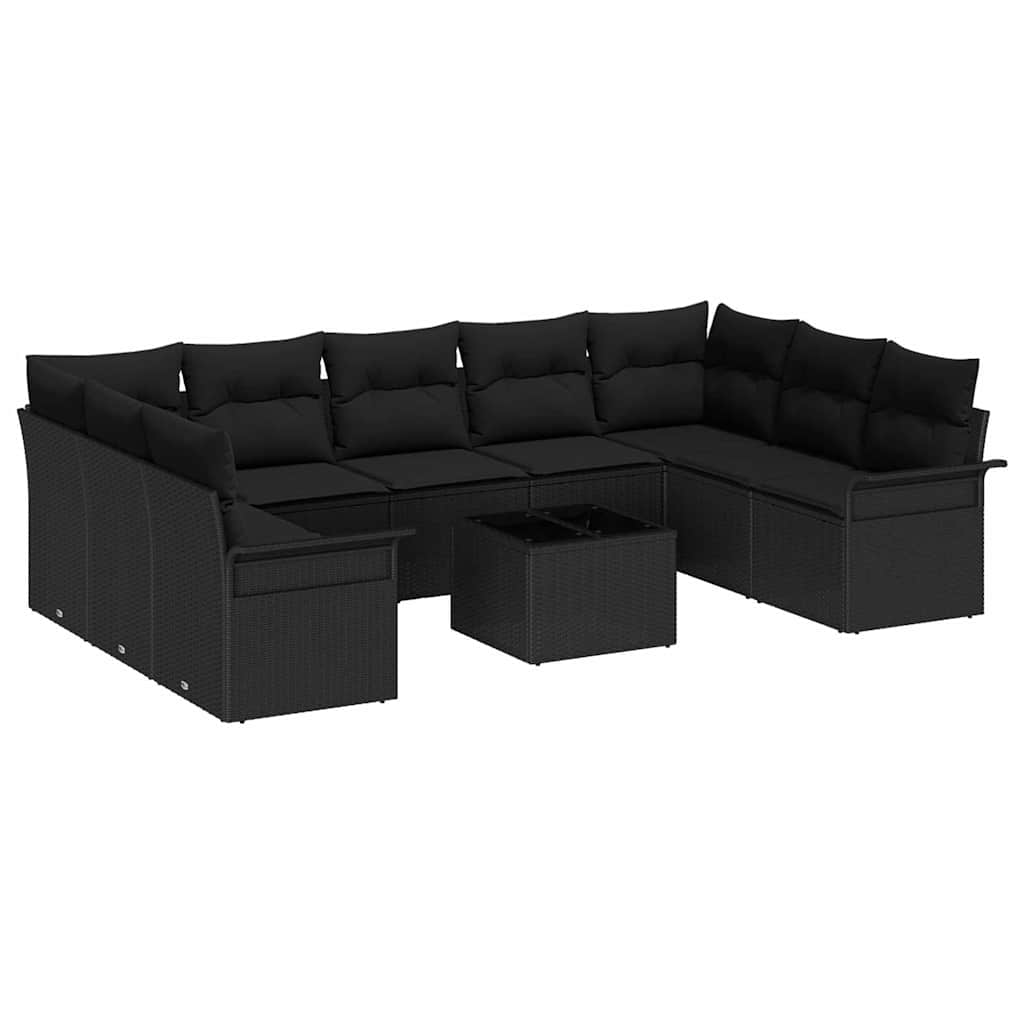 Gartensofa-set mit Speicher 10 pcs Beige Poly-Rattan