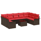 Garten-Sofa-Set mit Kissen 10 pcs Braun Poly Rattan