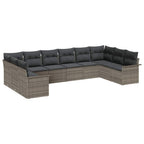 Gartensofa-set mit Speicher 10 pcs Grau Poly-Rattan