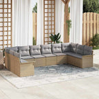Gartensofa-set mit Speicher 10 pcs Beige Poly-Rattan