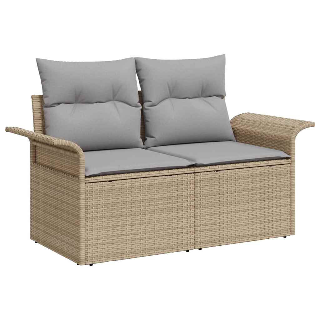 Gartensofa-set mit Speicher 10 pcs Beige Poly-Rattan