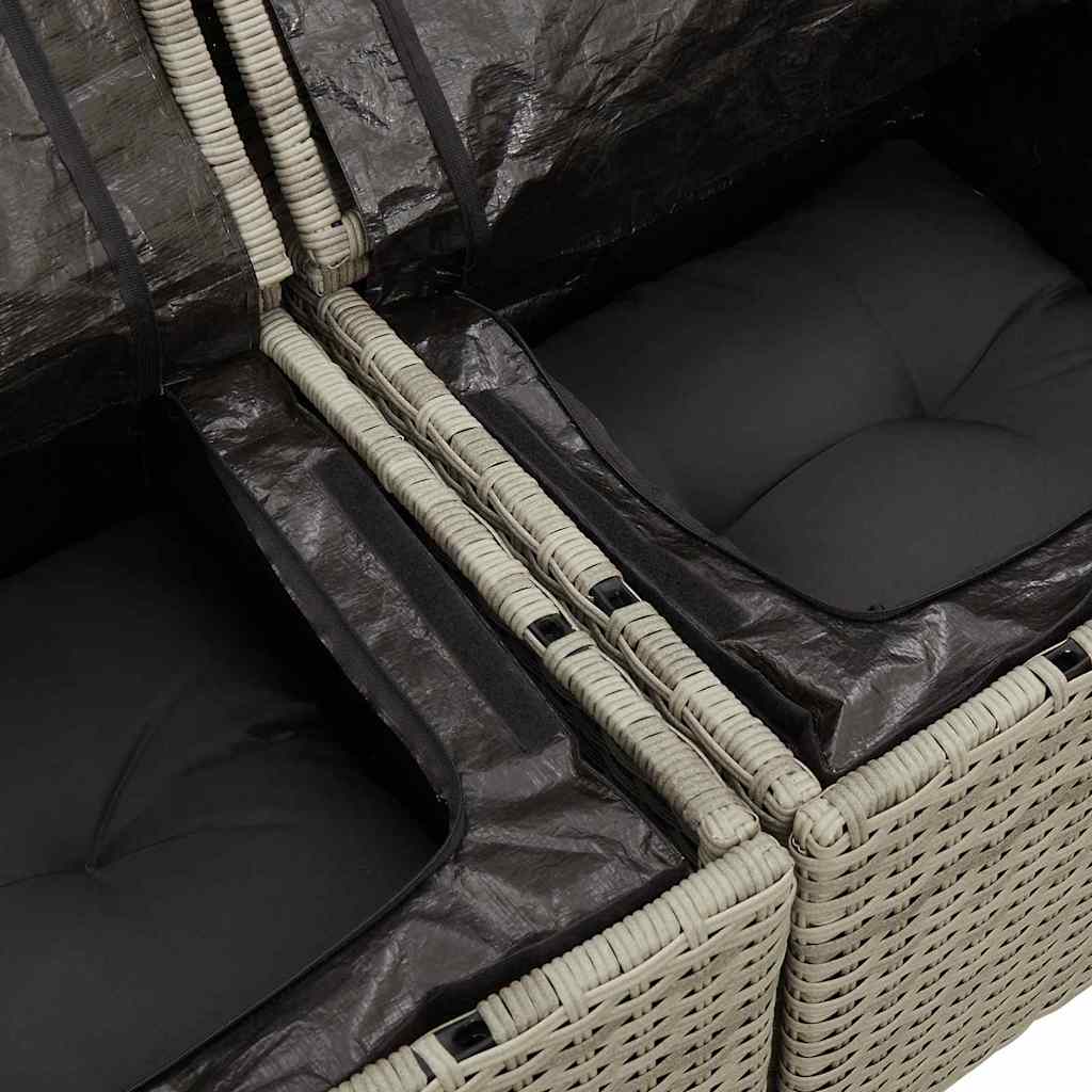 Gartensofa-set mit Speicher 10 pcs Hellgrau Poly-Rattan