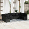 Gartensofa-set mit Speicher 10 pcs Schwarz Poly-Rattan