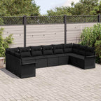 Gartensofa-set mit Speicher 10 pcs Schwarz Poly-Rattan