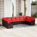 Gartensofa-set mit Speicher 10 pcs Beige Poly-Rattan